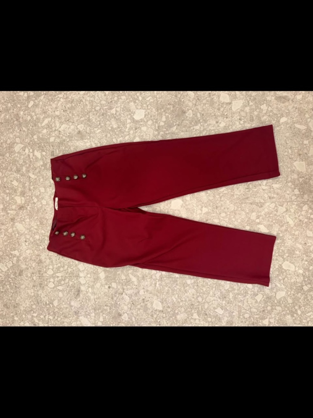 Haven + Blair High-Waist Button Detail Trousers in Burgundy